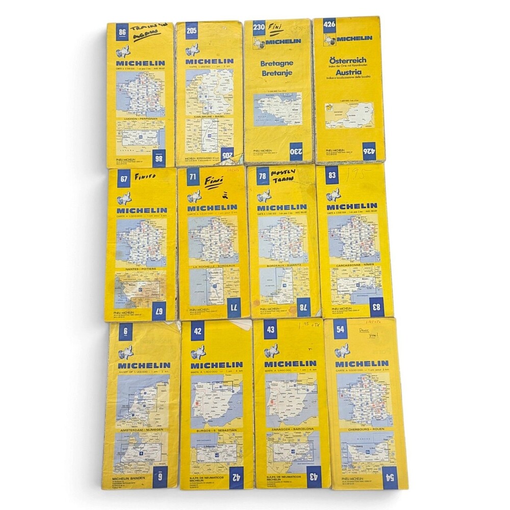 12 Michelin Vintage European Road Maps France Spain Austria Brittany HAS WRITING